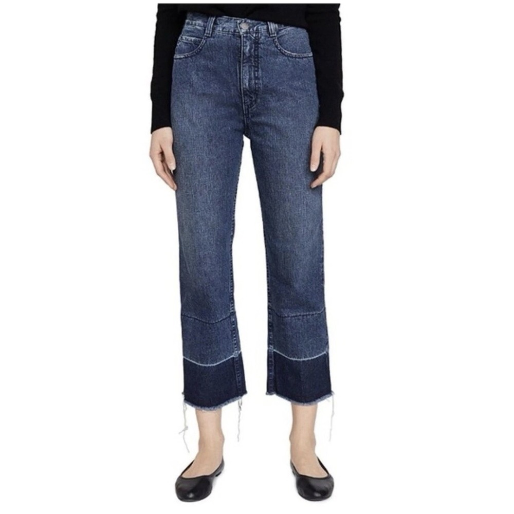 Rachel Comey Slim Legion Jeans Two Tone High Rise Straight Crop Raw Hem 4